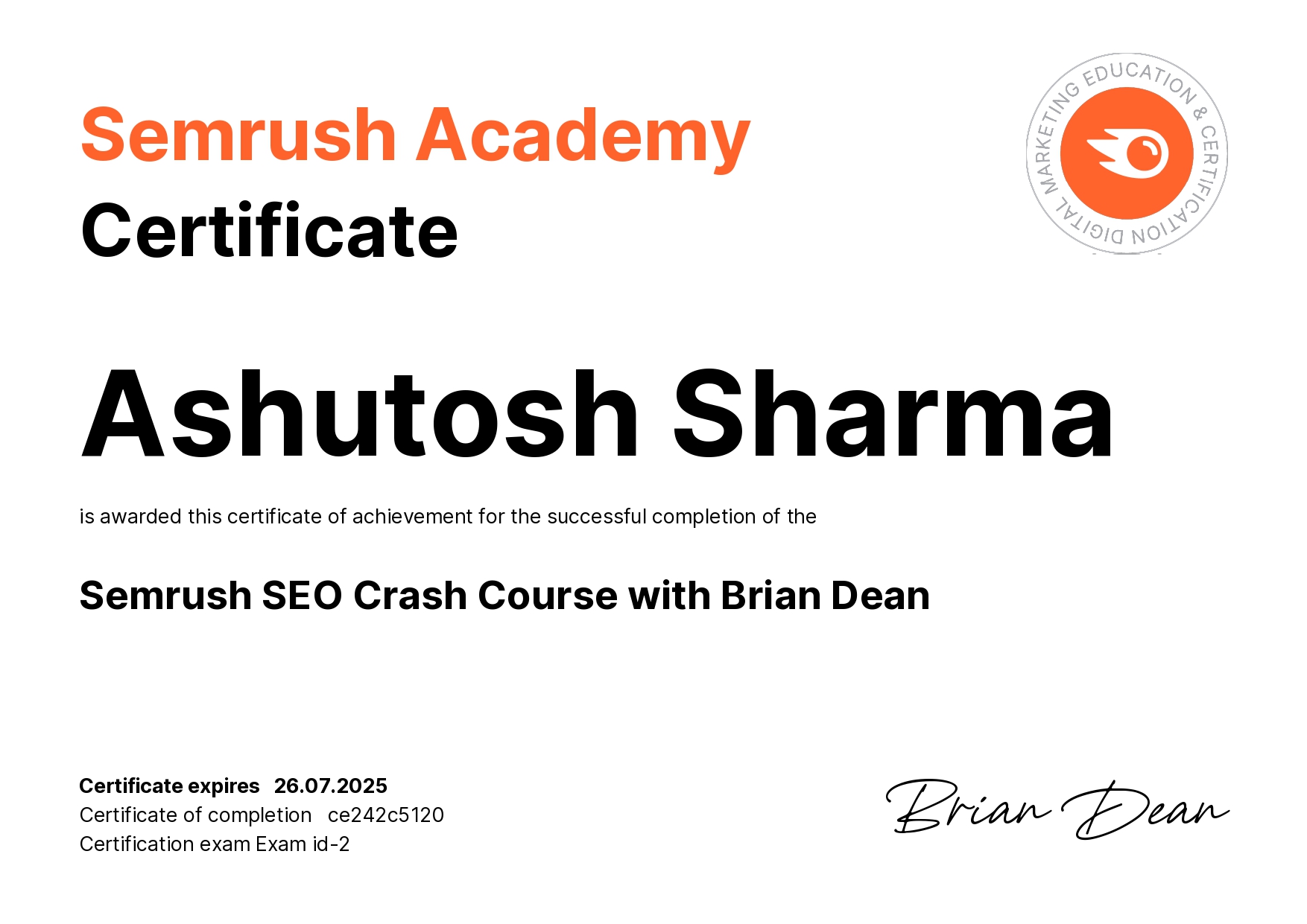 Semrush badge
